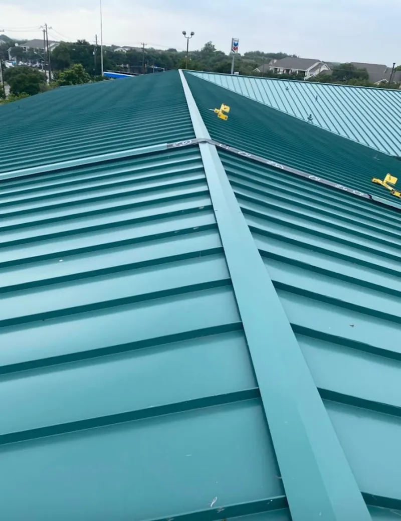 Green commercial metal roof ridge and valley for Metal Roof Repair in Taylorville